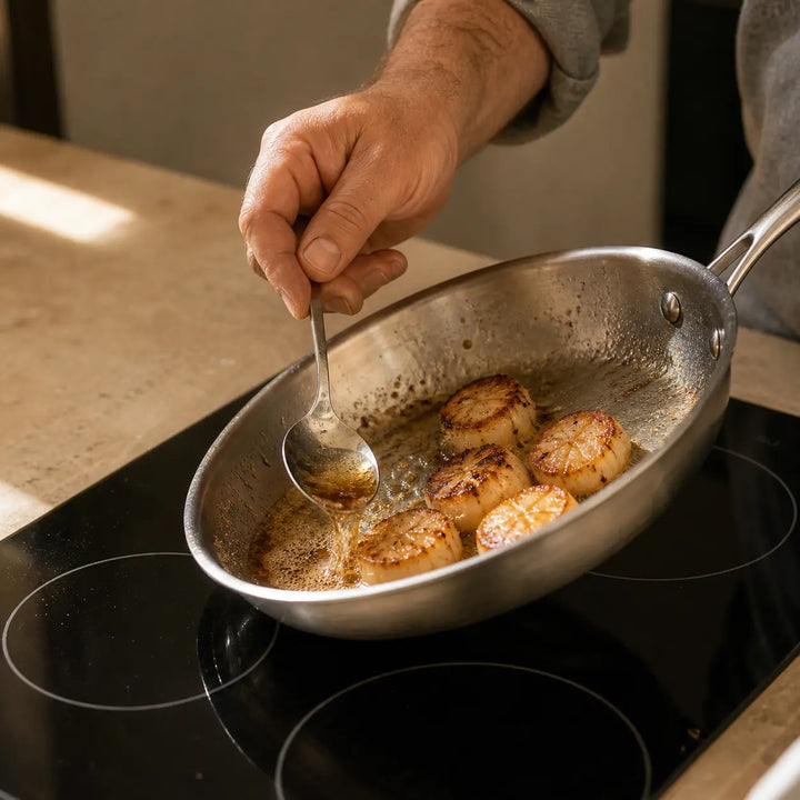 Poêles inox 22 cm 24 cm et 30 cm Maison Beauclair
