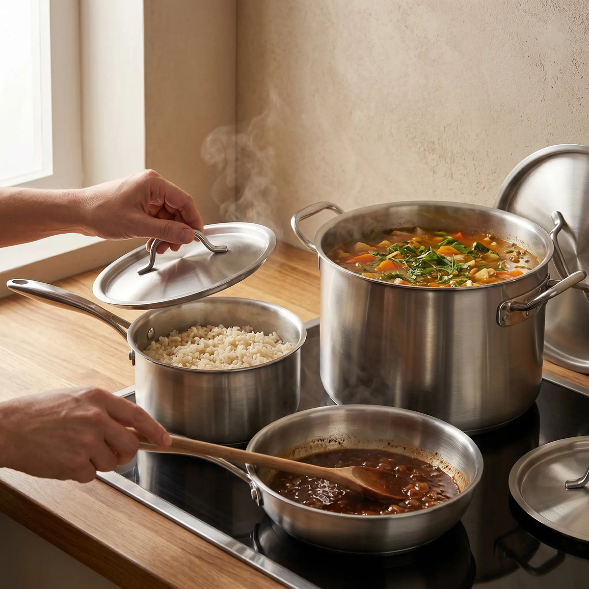 L'Heritage poele 28cm inox - Grandes portions