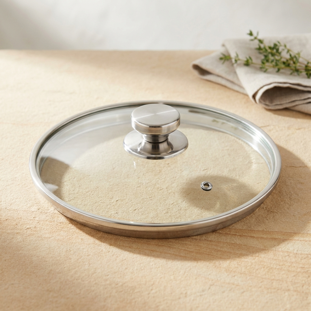 Couvercle en verre trempé inox 304 Maison Beauclair avec évent vapeur