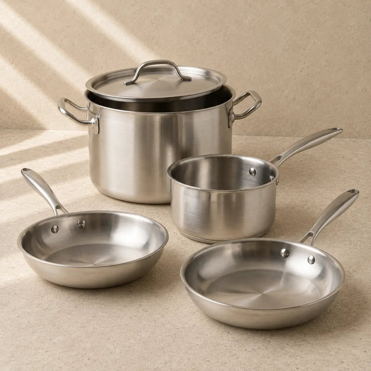 Bundle Le Carré 4 pièces inox 304 Maison Beauclair sans PFAS